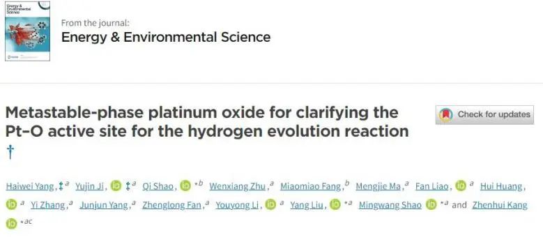 催化顶刊集锦：Nature子刊、JACS、EES、AM、AFM、Nano Letters等成果