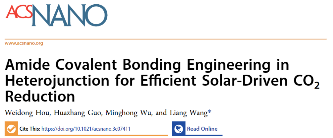上海大学王亮课题组ACS Nano：共价键异质结光催化剂的新设计