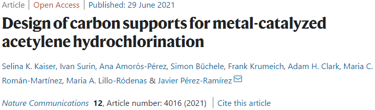 Nat. Commun.: 乙炔氢氯化金属催化剂碳载体的设计