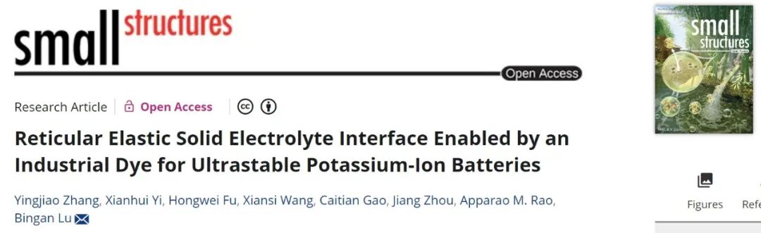 ​湖大鲁兵安Small Struct.：仅需0.07 wt%添加剂，实现超稳定钾离子电池