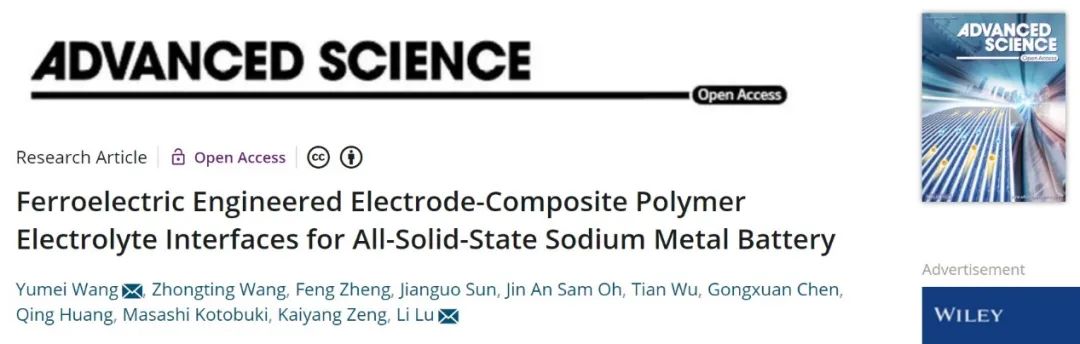 吕力/王玉美Adv. Sci.：铁电工程化界面实现高性能全固态钠金属电池