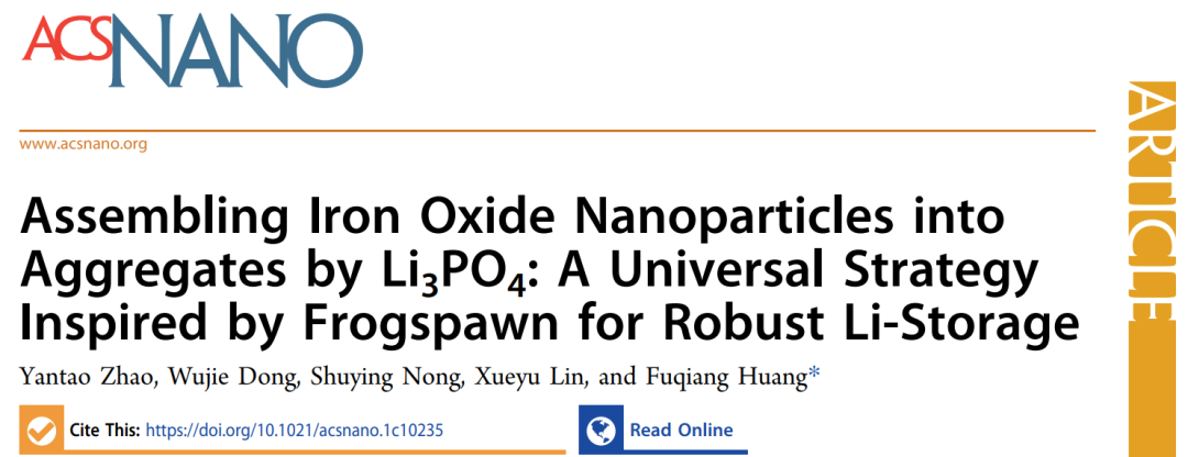 北大黄富强教授ACS Nano: 受蛙卵启发的用于稳健锂存储的通用策略