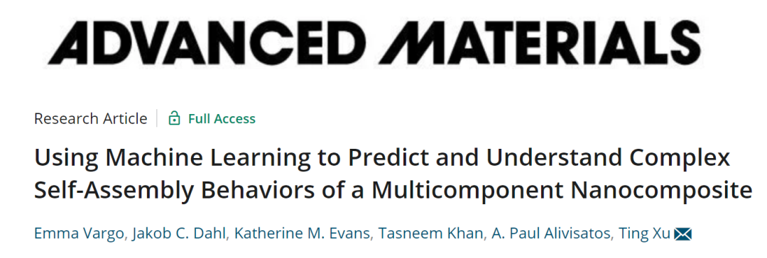 徐婷教授AM: 机器学习预测多组分纳米复合材料的自组装