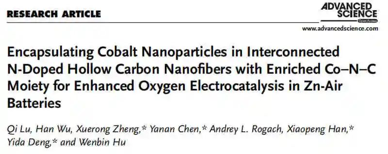 天大Adv. Sci.:包覆钴纳米粒子增强锌空气电池氧电催化性能