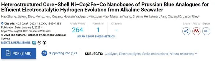 ACS Catalysis：异质核壳结构Ni-Co@Fe-Co在碱性海水中高效电催化制氢