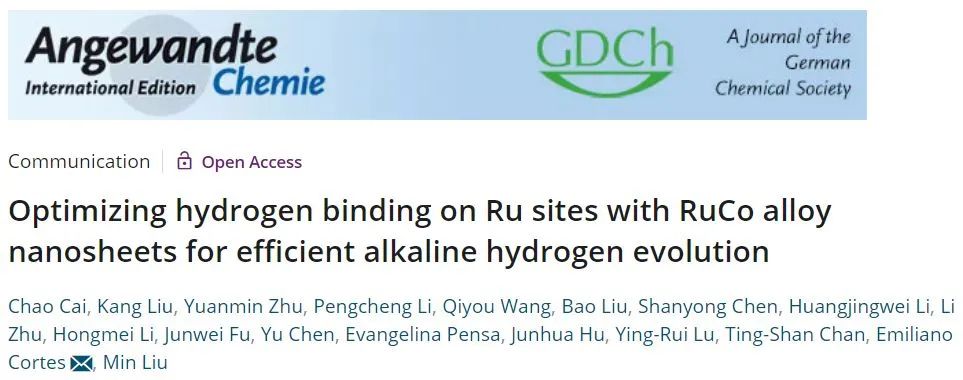 慕尼黑大学Angew.: 计算加实验：优化Ru位点上的氢键以实现RuCo ANSs高效碱性HER