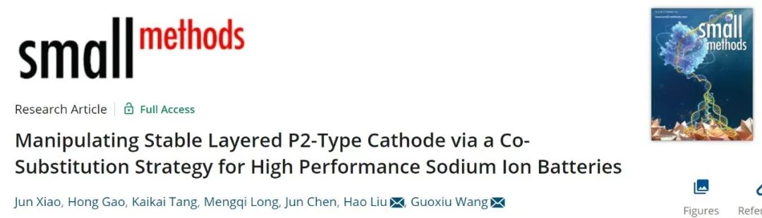 汪国秀/刘浩Small Methods：双取代提高层状P2型Mn基正极稳定性！