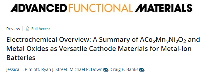 AFM：ACoxMnyNizO2和金属氧化物作为金属离子电池通用正极材料