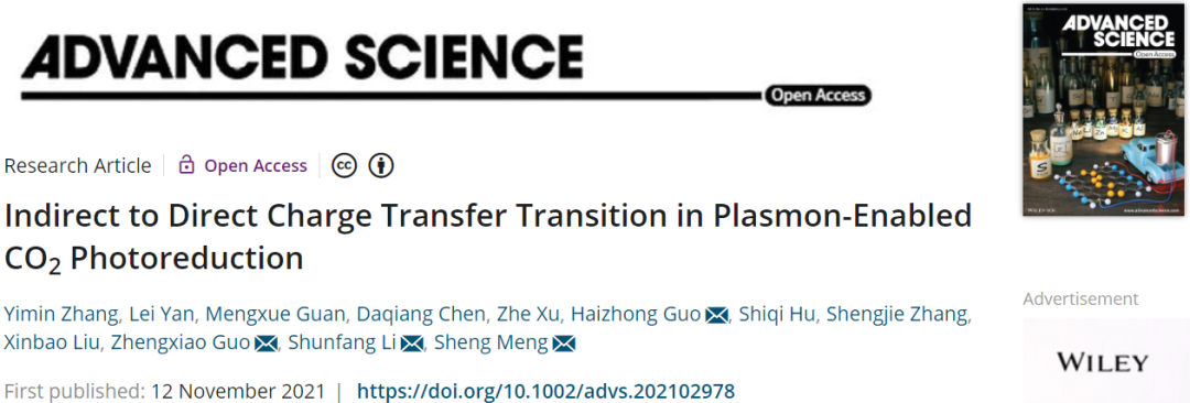 物理所/郑大/港大三单位联合Adv. Sci.：等离子体激活CO2光还原中的间接到直接电荷转移转变