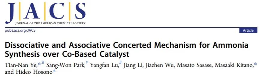 JACS: 钴基催化剂合成氨的解离和缔合协同机制