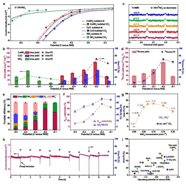 ​大工/西湖大学孙立成院士等Nature子刊：CuWO4电催化CO2和硝酸盐高效合成尿素