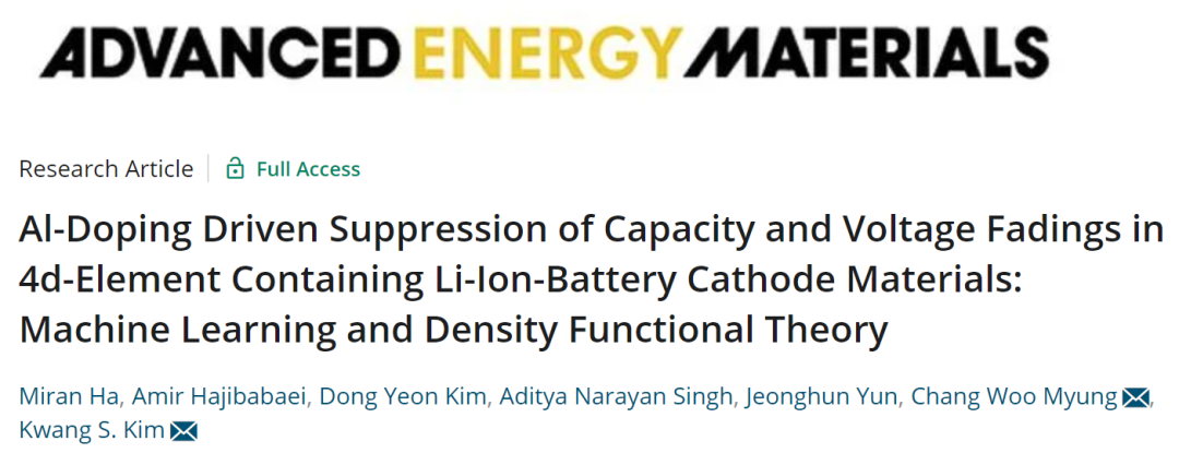 AEM：机器学习+DFT立功！Al掺杂抑制锂电层状正极容量/电压衰减！