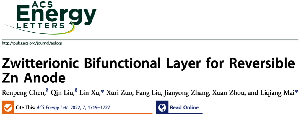 武汉理工麦立强ACS Energy Letters：锌负极保护新策略！