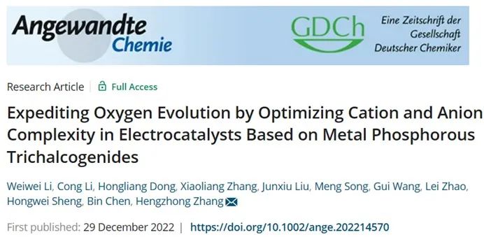 Angew.：优化基于金属磷硫/硒化物电催化剂中的阳离子和阴离子复杂性加速氧气析出