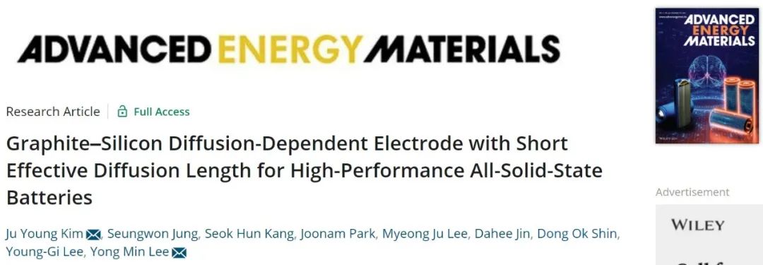 AEM：石墨-硅扩散依赖电极助力高性能全固态电池