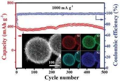 余家国/张留洋/屈银虎Small：镍装饰的C@SiO2空心球核壳结构作为锂电负极