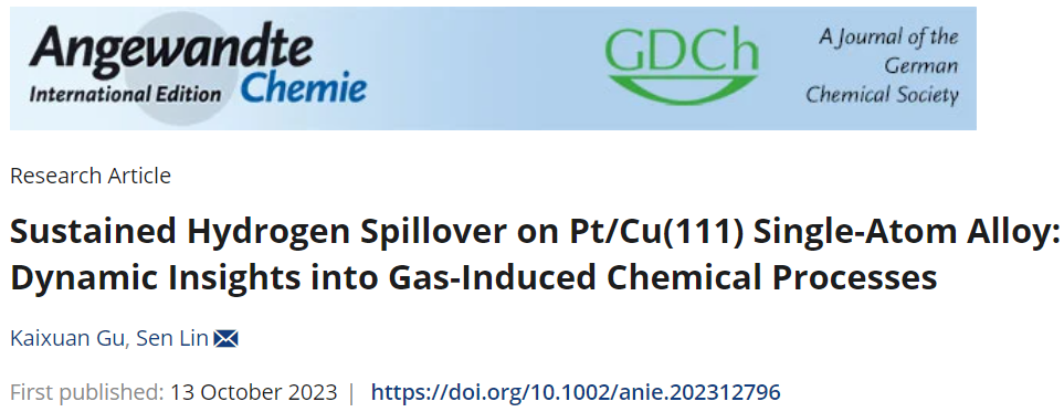 福州大学Angew：Pt/Cu(111)上持续的氢溢出：气体诱导化学过程的动态观察