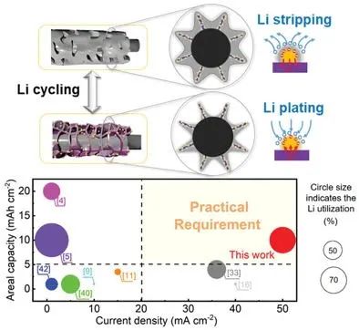清华杨颖Adv. Sci.：锂利用率达70%的深度循环和超高速率锂金属负极