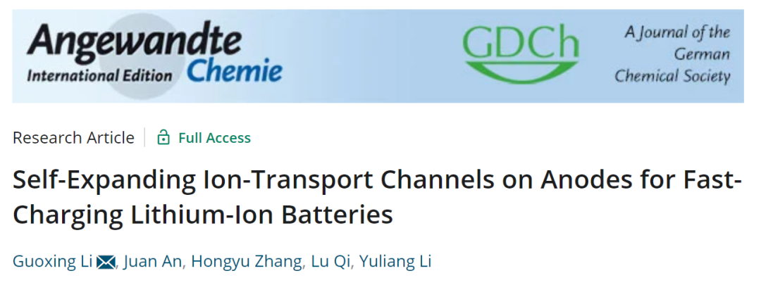 李玉良院士/李国兴Angew：自膨胀锂离子传输通道实现锂电池的6C快充