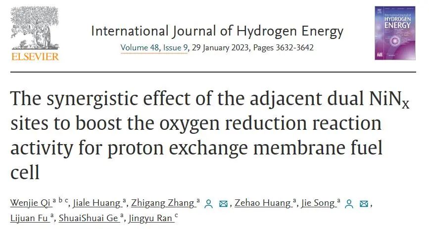 【纯计算】Int. J. Hydrogen Energy：相邻双NiNx位点对提高燃料电池质子交换膜氧还原反应活性的协同作用