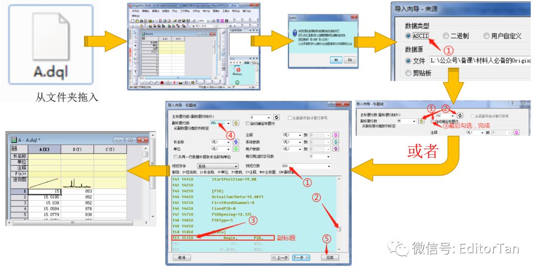 【Origin微教程】XRD的raw、dql数据怎样导入Origin