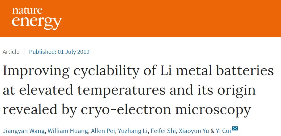 【顶刊】崔屹Nature Energy：冷冻电镜再显神威-观测高温循环锂枝晶