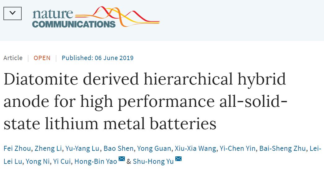 【顶刊】中科大Nature子刊：仿硅藻土多级结构研制高性能固态锂电池复合负极