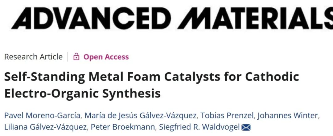 ​AM: 用于正极有机电合成的自支撑金属泡沫催化剂