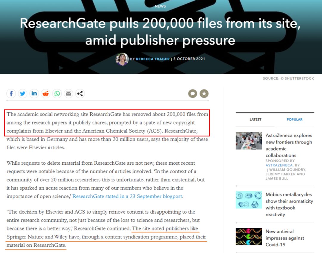 被迫删掉20万篇论文！ResearchGate遭受重创！