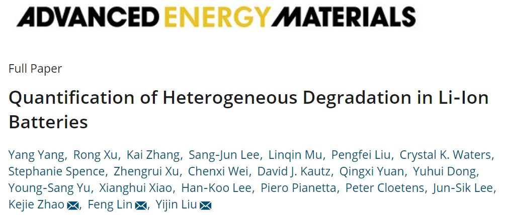 【动态】Advanced Energy Materials 同步辐射多尺度成像定量研究锂离子电池退化机制