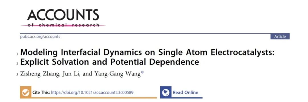 南方科技大学王阳刚课题组Acc. Chem. Res.综述：单原子电催化剂界面的动态机制