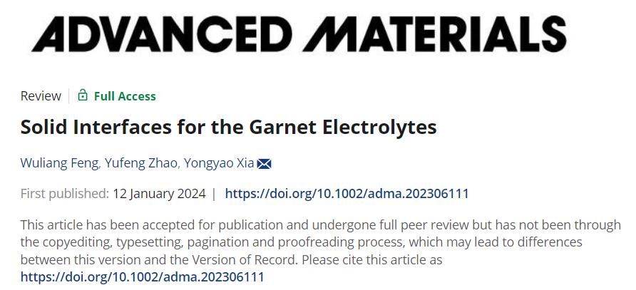 ​【DFT+实验】夏永姚最新AM：石榴石电解质的固体界面！