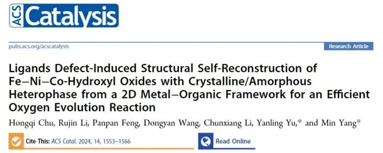 哈尔滨工业大学ACS Catalysis：配体缺陷诱导结构自重构，显著提升碱性OER活性