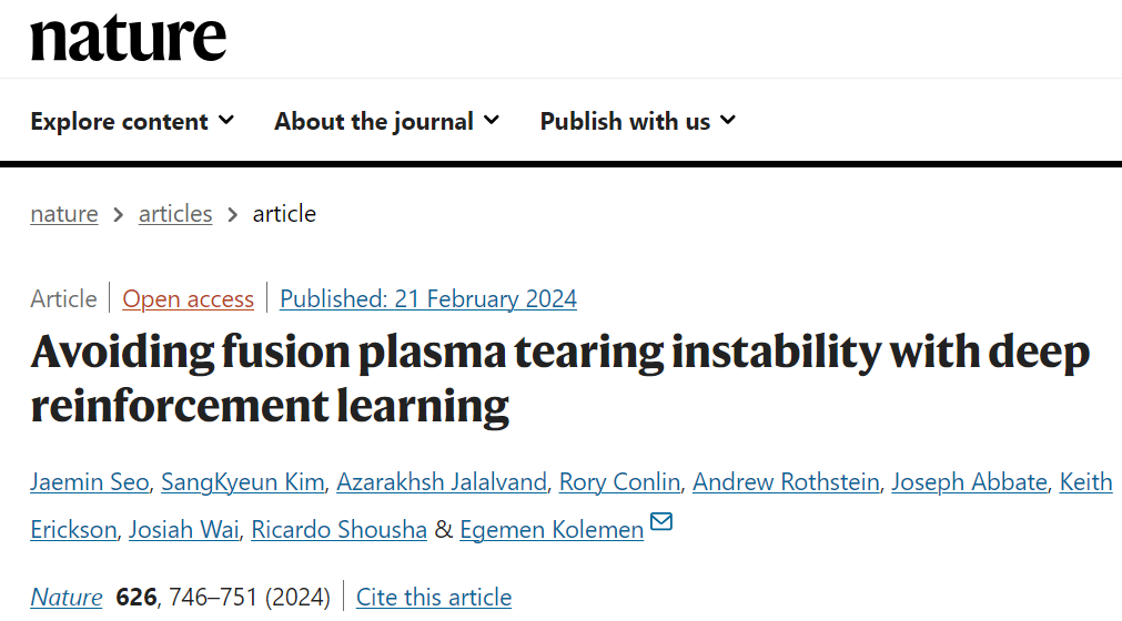 登Nature，提前300毫秒预测聚变中等离子体「撕裂」，普林斯顿团队开发AI控制器