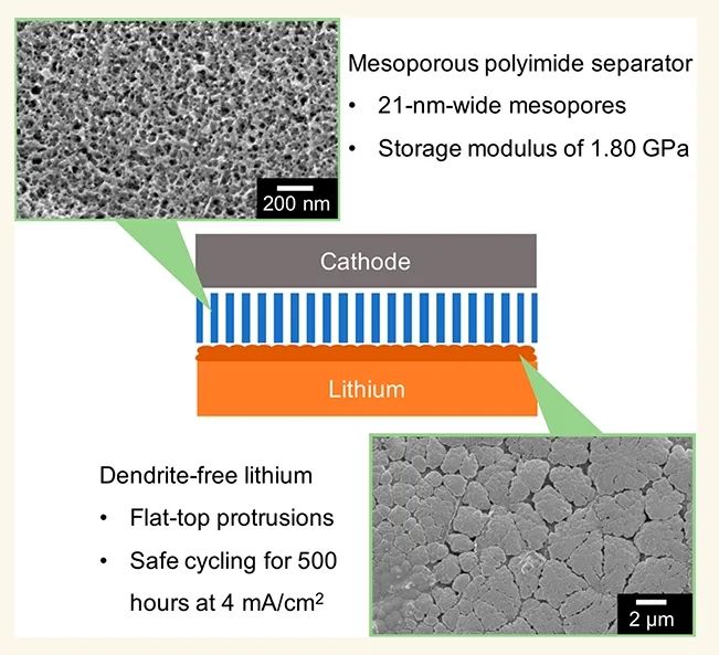 ​弗吉尼亚理工ACS Nano：介孔聚酰亚胺隔膜抑制锂枝晶生长