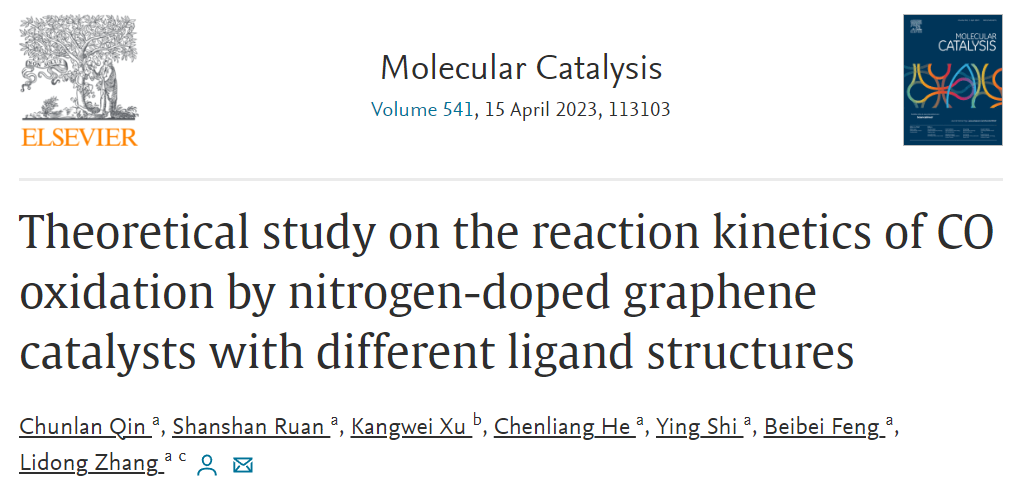 【纯计算】Mol. Catal.：具有不同配体结构的氮掺杂石墨烯催化CO氧化反应动力学的理论研究