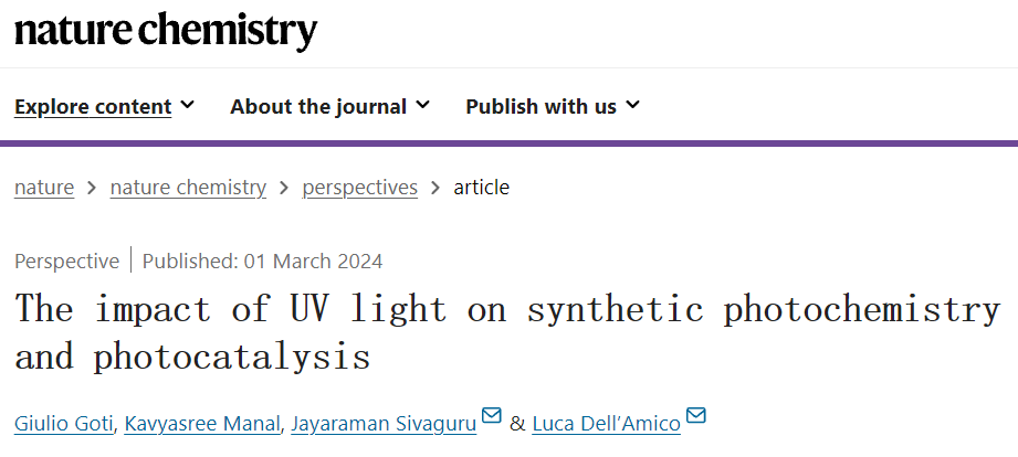 Nature Chemistry：紫外光在合成光化学和光催化中的影响！