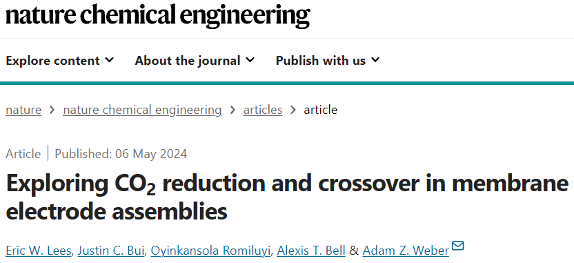 CO2还原，最新Nature Chemical Engineering！