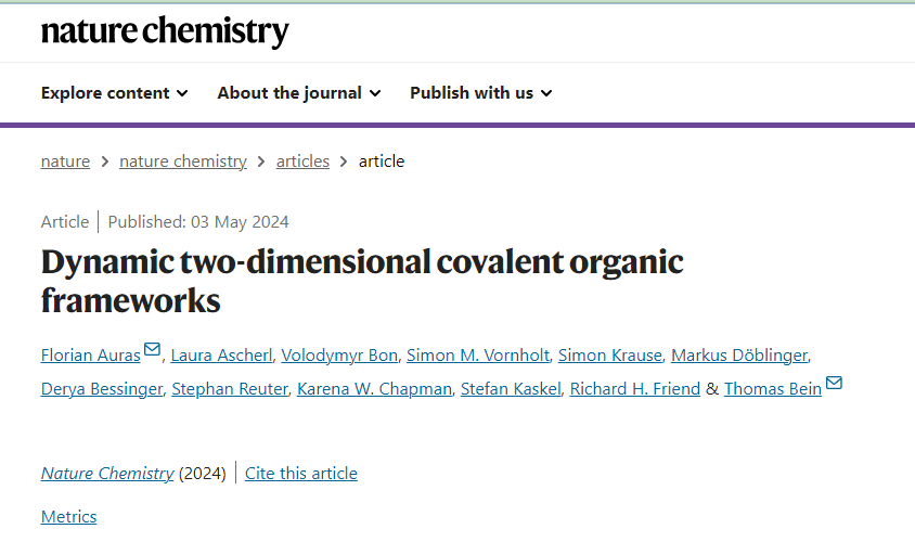 COFs，最新Nature Chemistry！