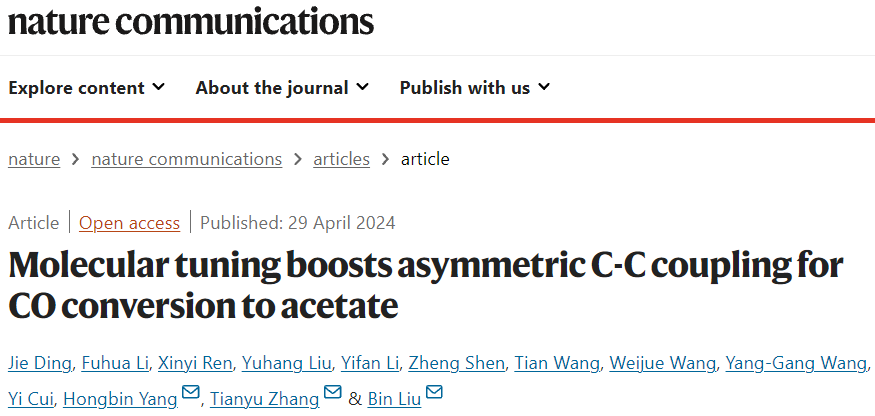 香港城市大学刘彬Nature子刊：局部分子调控，高效电催化CO制乙酸！
