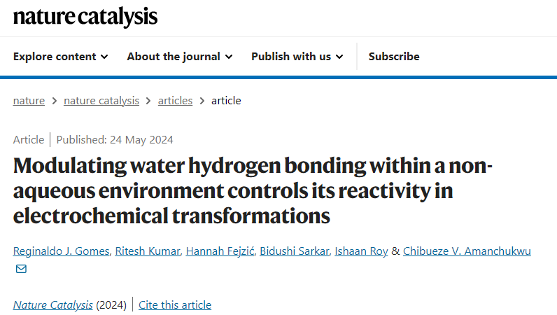 芝加哥最新Nat. Catal.：非水环境中调节水-氢键！