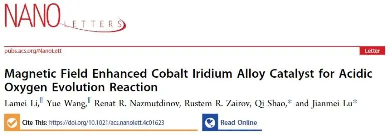 ​苏大Nano Lett.: 构建自旋极化CoIr合金，磁场下增强酸性OER活性
