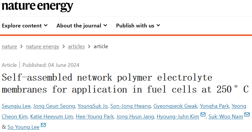 重磅Nature Energy：燃料电池，250 °C高温突破！