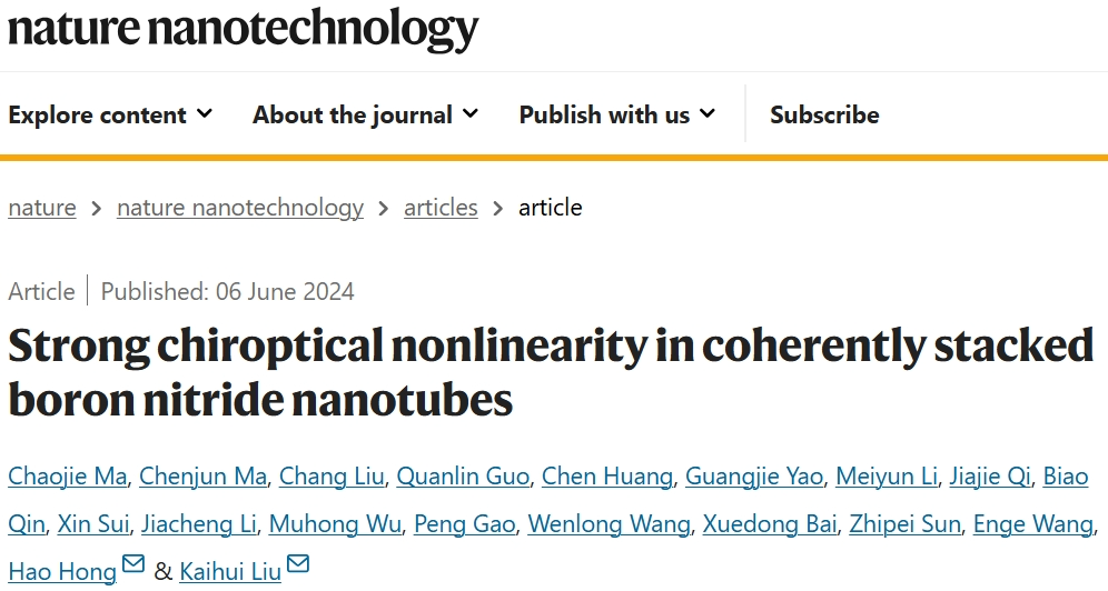 北京大学，新发Nature Nanotechnology！
