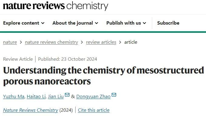 内蒙古大学赵东元院士/刘健，最新Nat. Rev. Chem.！