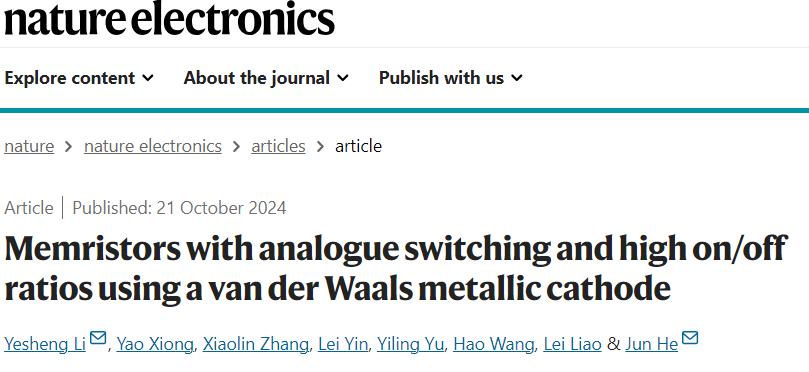 IF=33.7！武汉大学，Nature Electronics！