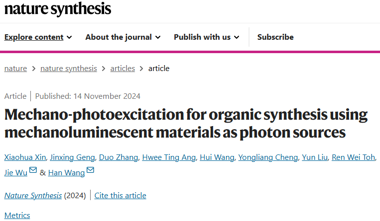 无溶剂、高效光化学转化！西工大，最新Nature synthesis！